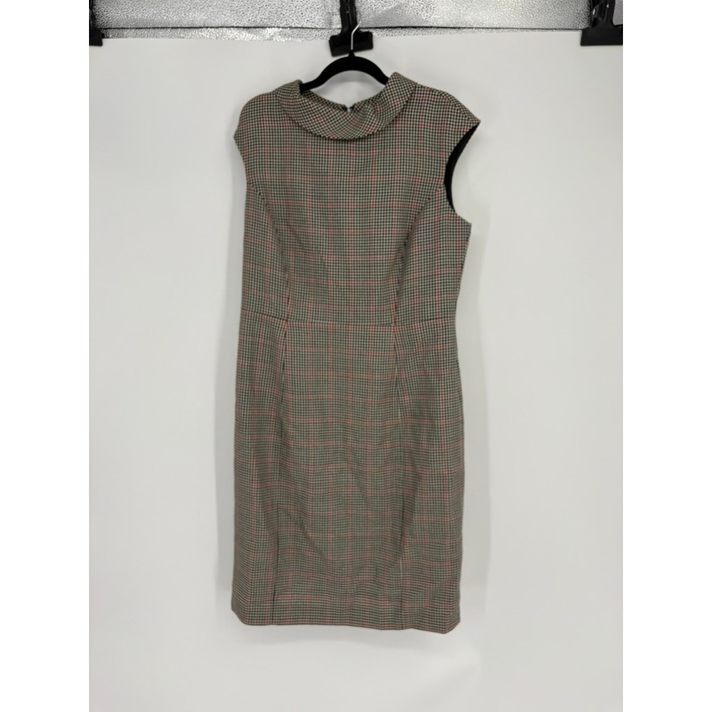 Brooks Brothers Dress Women 12 Multi Plaid Moon British Cloth Wool Sheath Collar